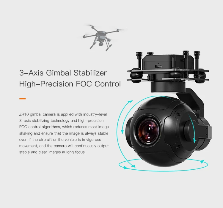 10X Optical zoom 3x Digital zoom 3-axis Gimbal Stabilizer High-Precision FOC Control Camera mini 3 pro drones accessories details