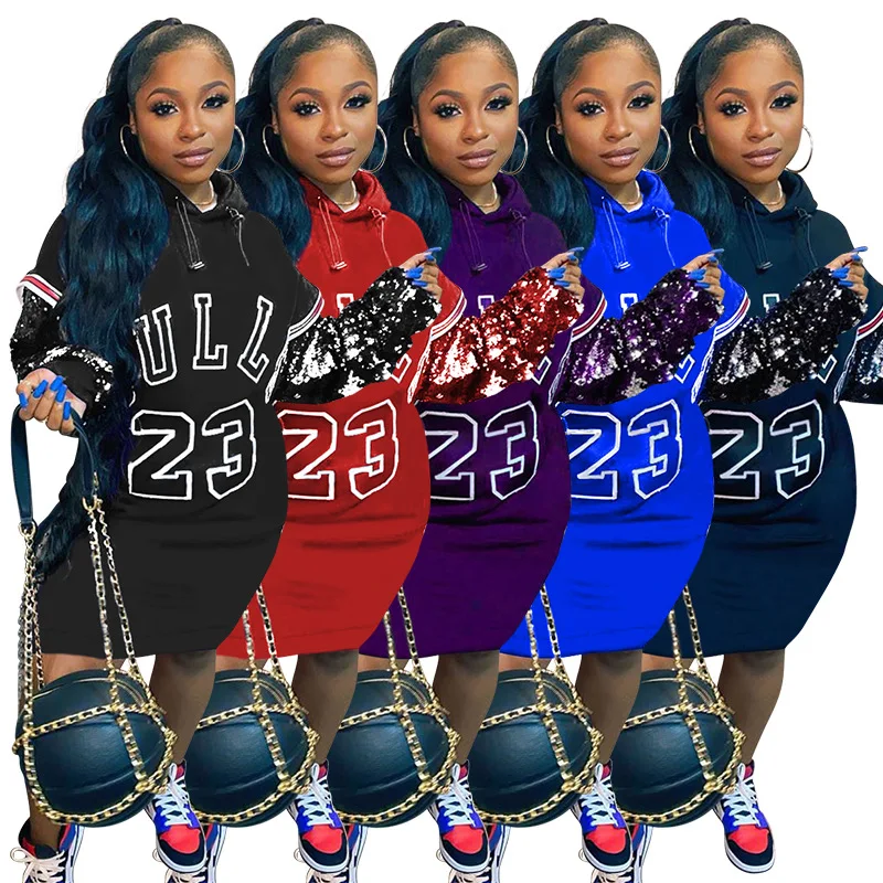 
Hot sale oversized hoodie glitter printing patchwork hoodie loose casual hoodies for women 