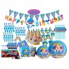 Baby Shark Party Supplies Set 132 Pcs Baby Shark Themed Birthday Decorations Includes Cake Surrounding Paper Hats Gift Bags