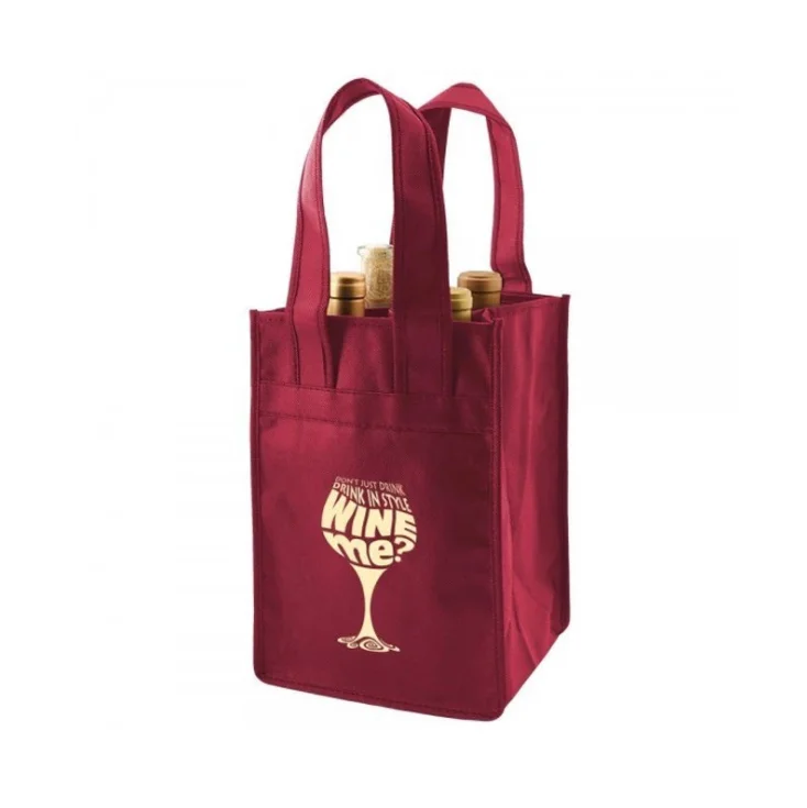 Reusable Heavy Duty Durable Wine Bag Non Woven Red Wine 1/2/4 Bottles