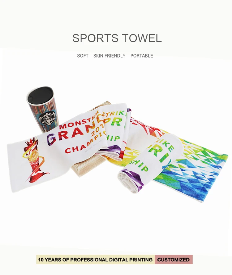 Custom Wholesale 100% cotton printed gymTowel sport Towel