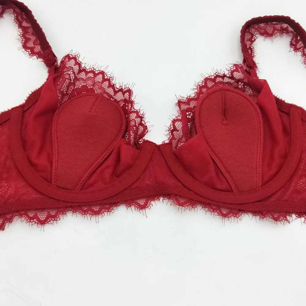 Christmas Red Fancy Eyelash Lace Bra&bikini Set Sexy Teen Bra Sets ...