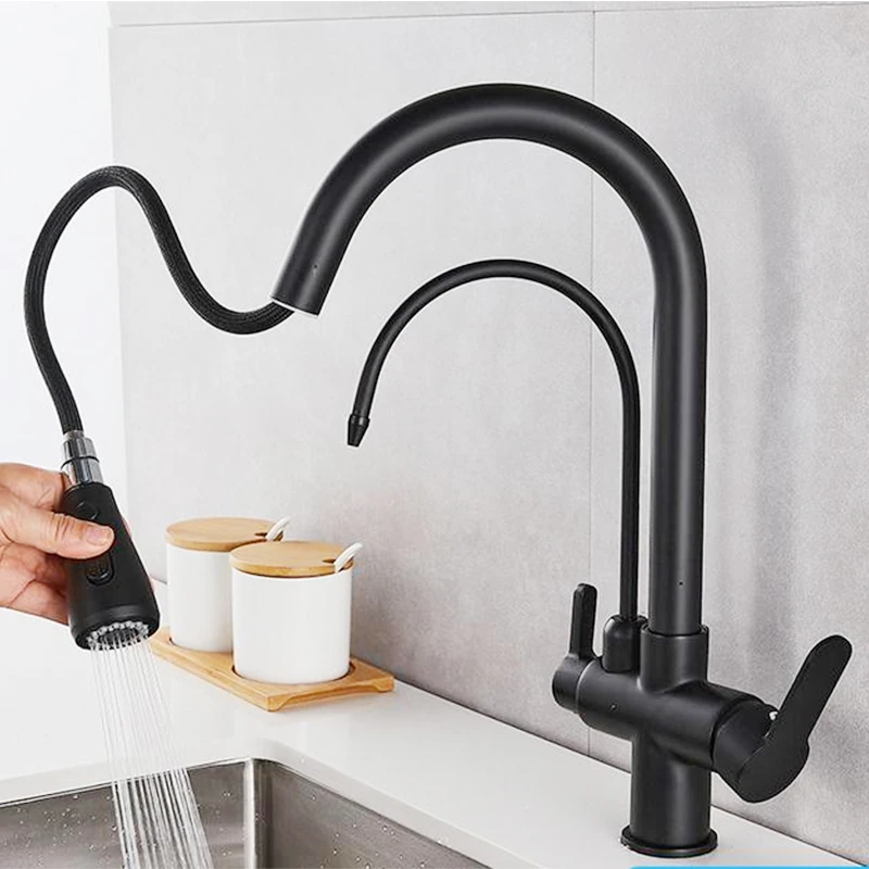 Details about   Kitchen Sink Mixer Faucet Dual Handle 3 in 1 High Arc Water Filter Purifier Tap 