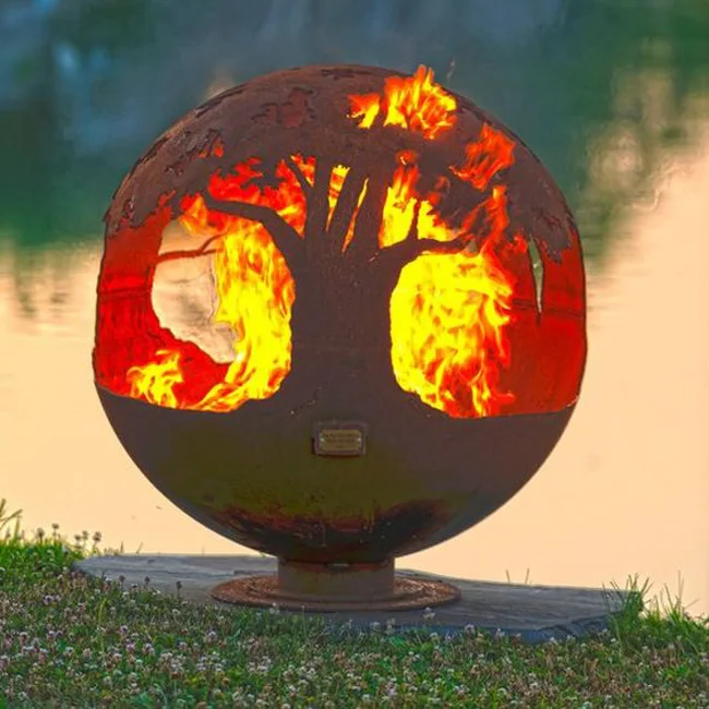 China Outdoor Corten Steel Sphere Fire Pit Manufacturers