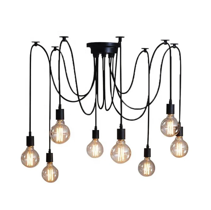 Vintage Edison Adjustable Ceiling Spider Shape Glass Chandeliers Pendant Light and Lamp