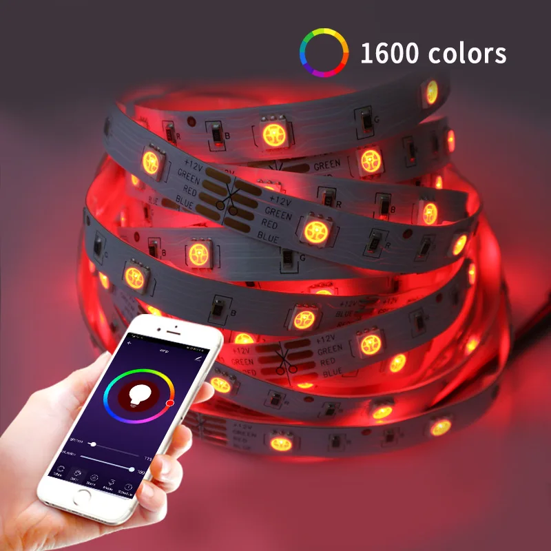 32.8FT/10M 300 LEDs IP65 5050 RGB Strip Lights Music Sync Color Changing Rope Lights Flexible Tape Light Kit with App control