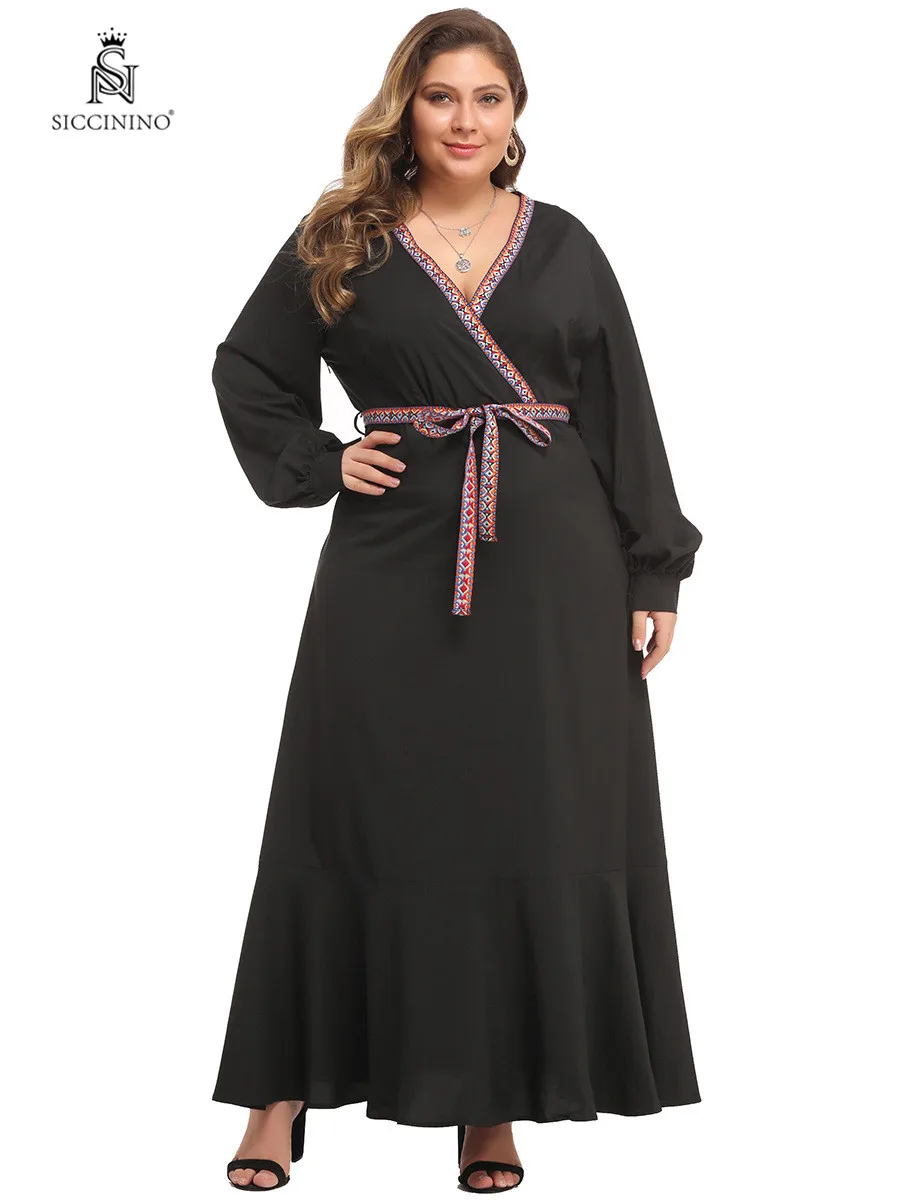 black long sleeve plus size maxi dress
