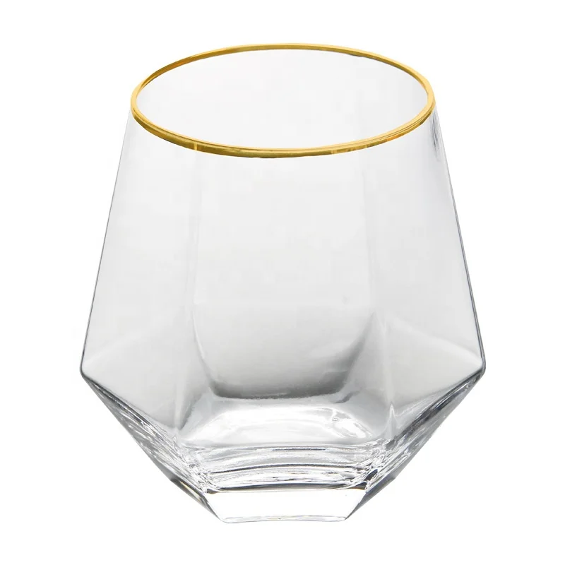 Hand Made Stemless Hexagon Whiskey Glass Diamond Wine Glass Buy