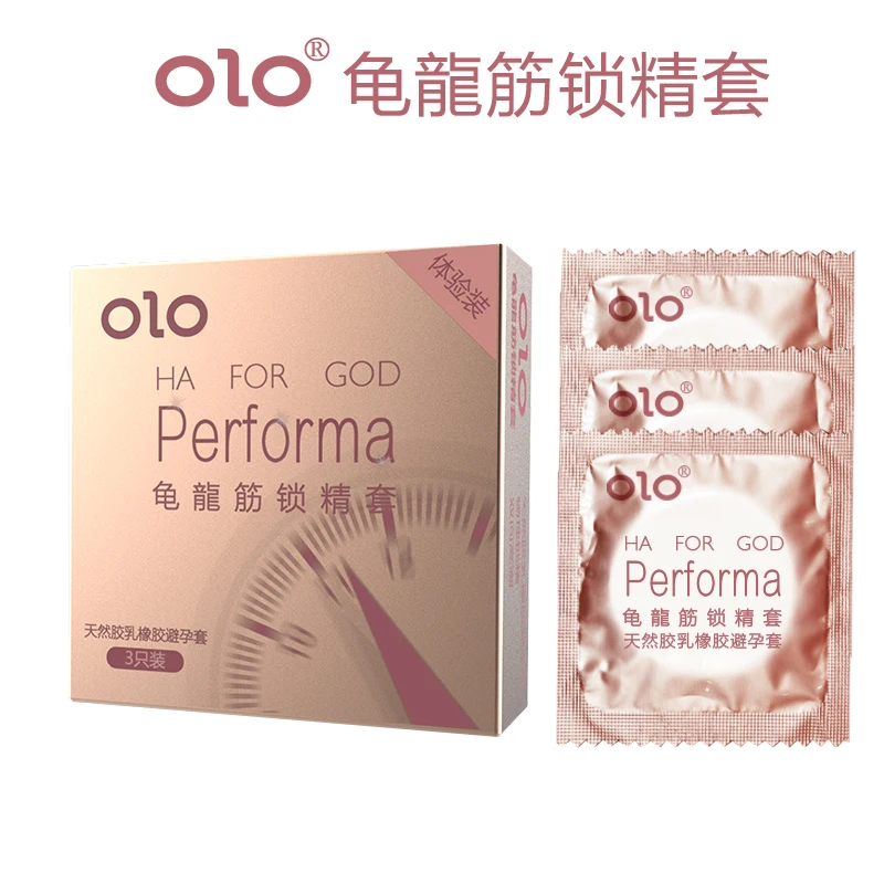 
OLO condom dotted & Ribbed & delay condoms naked 3pcs/box sex products for male natural men China Brand 