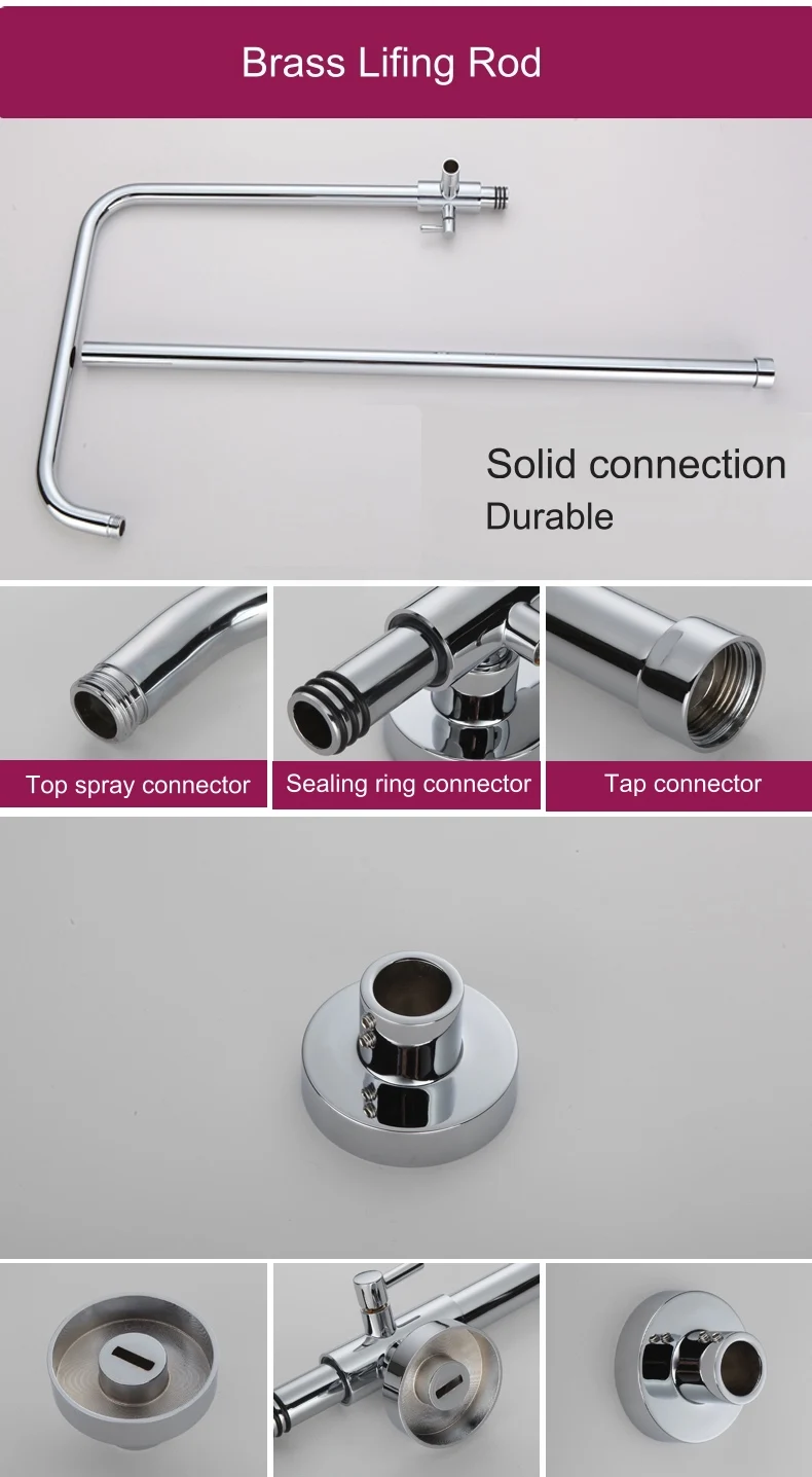 Thermostatic Chrome Brass Bathroom Rain Shower Column System Faucet Tap Mixer