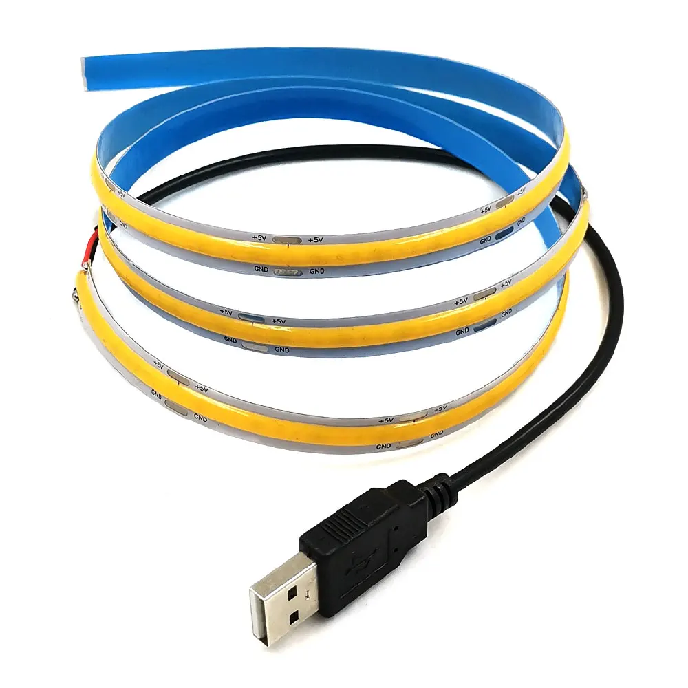 5V COB Strip Soft Flexible LED Tape Bar Light DC5V Powered USB LED Light Red Blue Green Yellow White Color Decoration Lighting