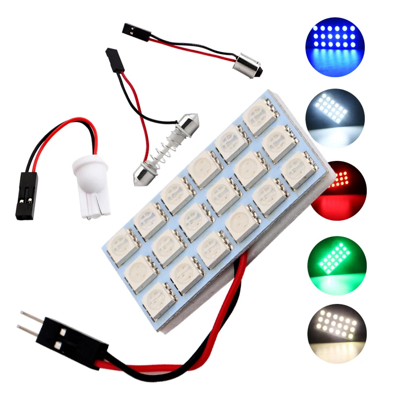 Led Panel 18 SMD 5050 T10 Ba9s C5W Adapter 3175 Festoon Dome lesen Licht Auto Car Interior Light Lamp DC12V