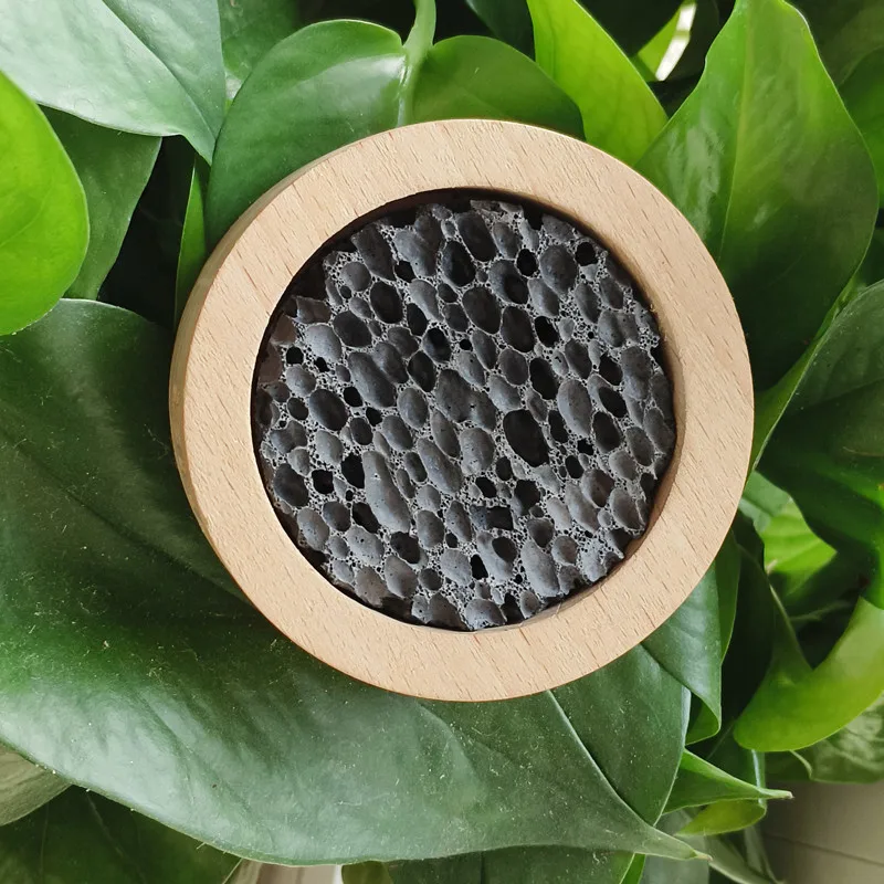 Essential Oil Diffuser Aroma Stone Wooden Dish Black Lava Stone Aroma Diffuser with Customize Logo supplier