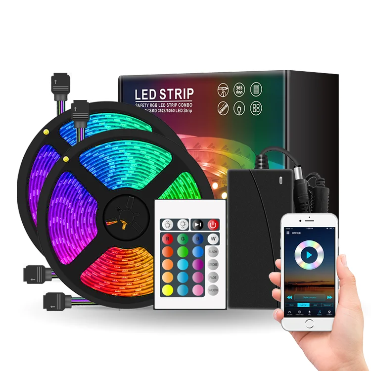 2020 New Bluetooth RGB LED Light Strip Color Changing with Remote for Home Lighting