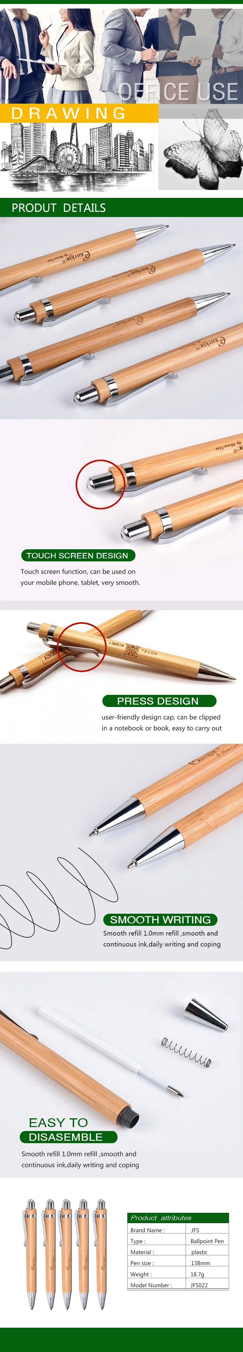 Low Price Eco Friendly Pens Bamboo Ballpoint Pen Custom logo Wood Pen