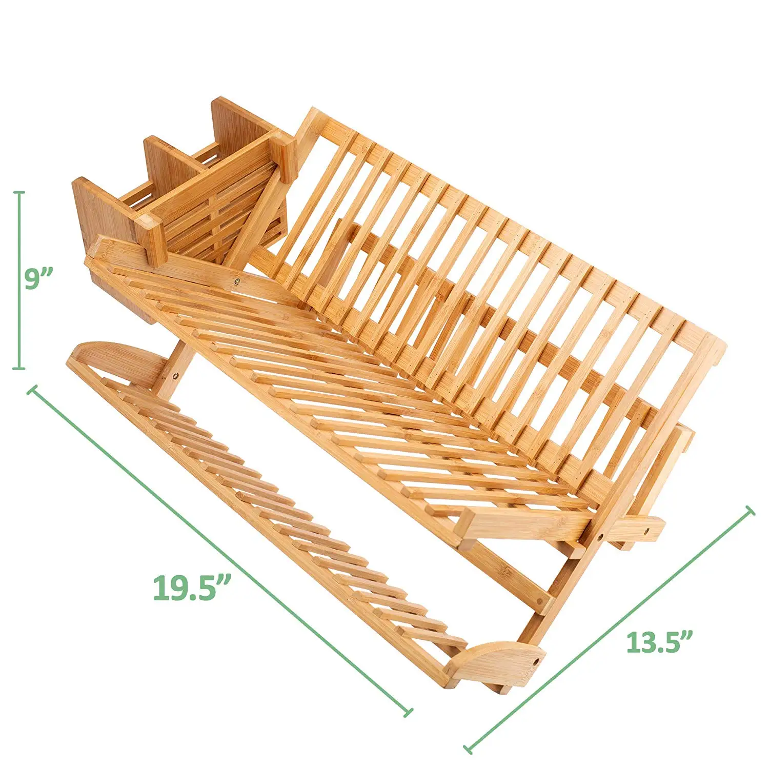 Bamboo Folding 2tier Collapsible Drainer Dish Drying Rack With