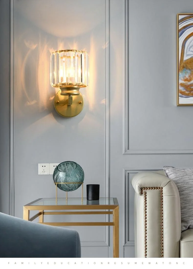 product luxury modern led crystal wall lamp for living room bedroom  corridor indoor home decor 220v iron body gold accent for hotels-0