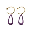 KC Jewelry purple hollow out stainless steel stud tiled oval women's earrings