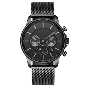 best price new patented products steel bracelet all black chrono