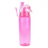 600ml BPA free plastic portable continuous tritan drinking leak proof mist spray sports water bottle with straw