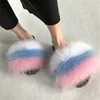 Factory wholesale raccoon fur PVC fur slippers fashion sandals fluffy women real fur slides