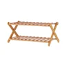 Hom euse Multi-Tier Foldable Bamboo Shoe Rack Multifunctional Free Standing Shoe Shelf Storage with 2-Tier