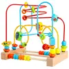 Super quality children right brain development education animal wooden bead maze toys