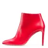 Women Sexy Pointed Toe Leather Short High Heel Ankle Boots