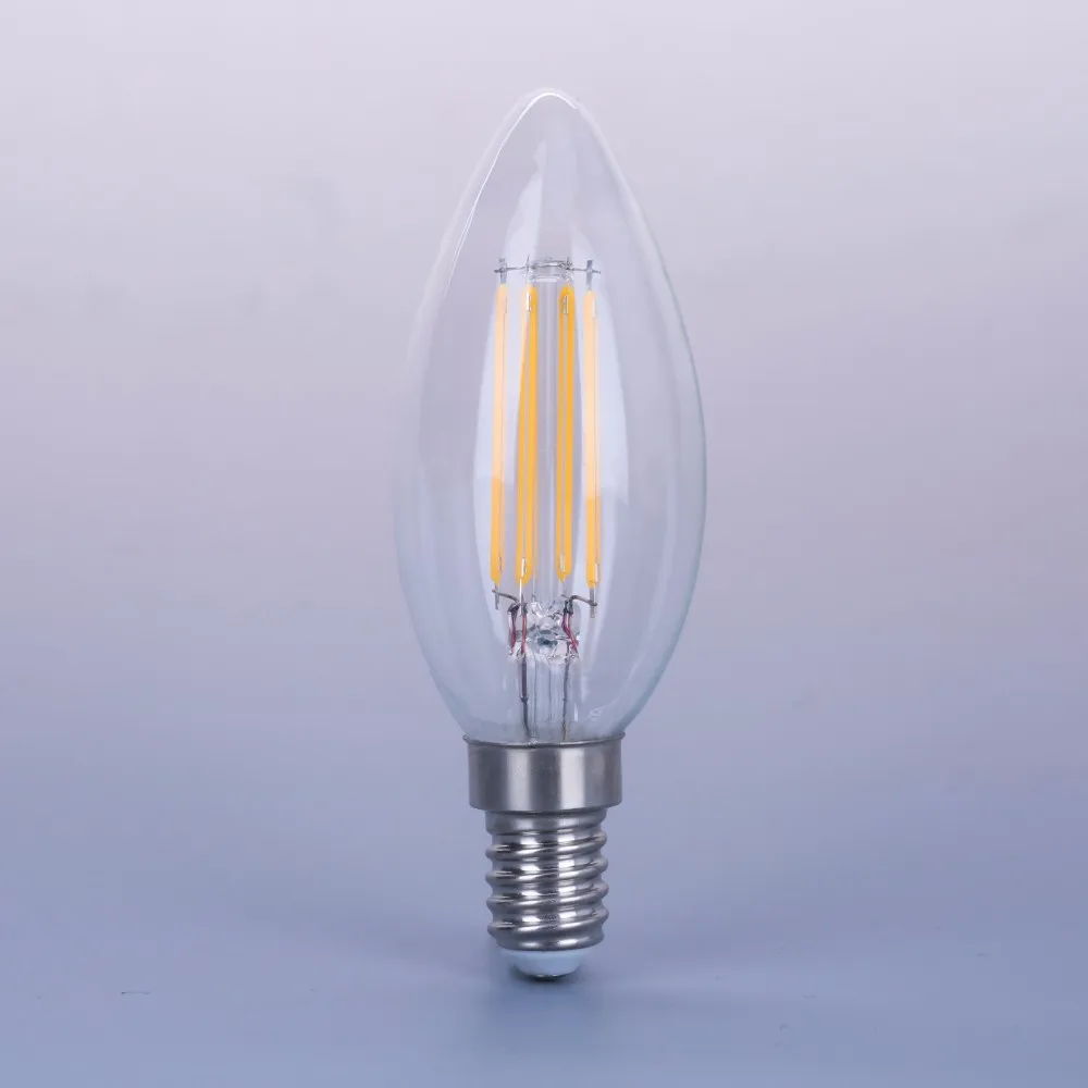 Popular LED filament 2W 4W E12 E14 Base 360 Degree candle light led filament bulbs C35 B10  with CE EMC RoHs certificate