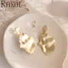 Rakol FE2669 Statement Irregular Gold Plated Metal Sheet Fold Earrings For Women