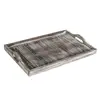 Rustic Torched Wood Breakfast wood food tray & Coffee Table Accent Platter with Cutout Handles, Brown