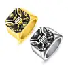 Custom Eagle Design Stainless Steel brand Punk Style Energy Power Gold Filled Rings For Men