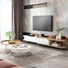 Luxury White Movable TV Stand And Round Coffee Table Combination Nordic Minimalist Living Room Wood Furniture Set