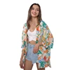 Summer fashion floral print front open japanese kimono femme cardigan kimono