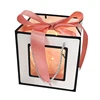 Apparel Gift Paper Shopping Bag Custom Logo with Window Birthday Packaging Carry Bag with Bow for Cosmetic Jewelry Shoe Wedding