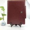 Custom logo print a4 loose-leaf file folder pu leather portfolio with business card pockets