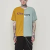 2019 Wholesale New Fashion Street Wear Promotional Irregular T-shirt Round Neck Brand Couple Color Block t-shirt