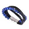 New Design Natural Stone Lapis Lazuli Beaded Bracelets Real Leather Luxury Magnetic Bracelets Jewelry for Men Women