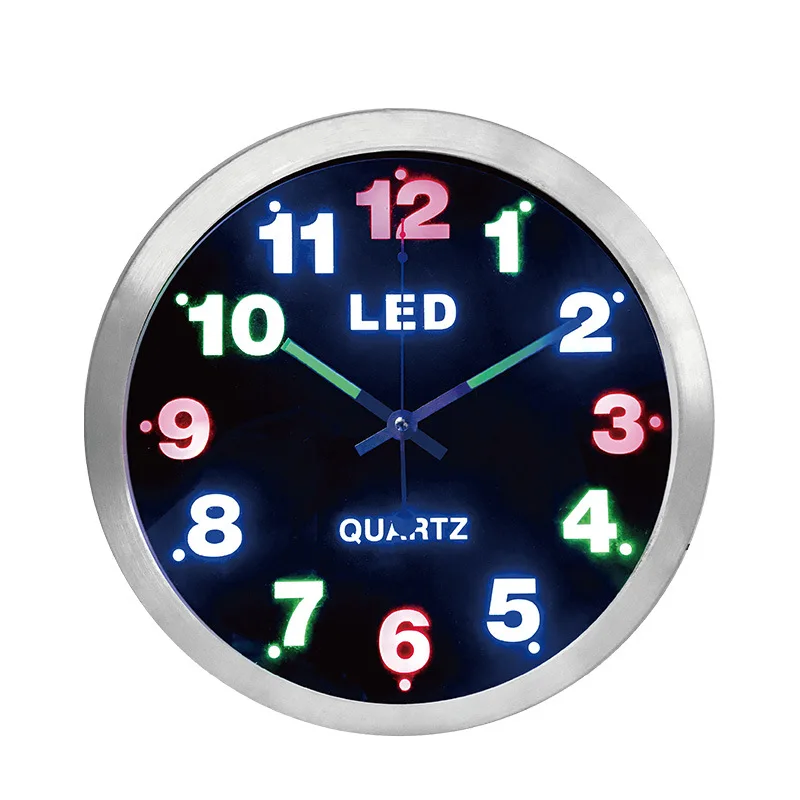 Factory Price 12 Inch Size Simple Metal Neon Led Hour Marker Fashion