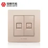 UK standard 2 gang TEL and DATA electrical wall switch socket simple modern style gold high quality