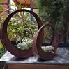 Corten Steel Ring Hanging Planters for garden