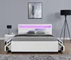 Modern Home Bedroom Furniture,Italian Led Lighting Leather Bed with drawers