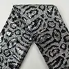 Fashionable zebra design reversible black sequin lace fabric sequin mesh fabric