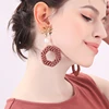 ed01950d Wholesale Available Low MOQ Handmade Jewelry Vintage Boho Customized Braid Women Fashion Rattan Wooded Earrings