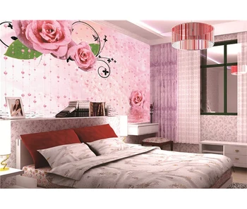 Romantic Pink World Rose And Curtain Design 3d Wallpaper For Bedroom Buy Romantic Pink Rose 3d Wallpaper Pink Curtain Design 3d Wallpaper Romantic