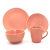 16pcs Color Glazed Simple Classical Design corn pattern embossed ceramic dish set dinnerware for wedding