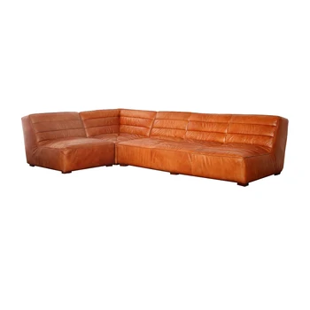 Rustic Retro Vintage Sectional Real Leather Sofa Sets Sectional Real Leather Sofa Sets