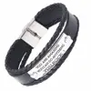 OEM Custom Multi-layers Stainless Steel Leather Bracelets With Engraved Inspiring Saying Tag Bracelet You Are Amazing You Rock