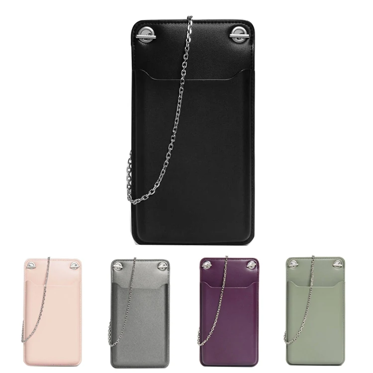 Пользовательские pu vegan кожа дамы цепи крест средства ухода за кожей мобильный кошелек для женщин сотовый телефон сумка кошелек