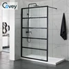 Black frame Aluminium frame fashionable corner baths bathroom shower cubicle straight door glass shower screen